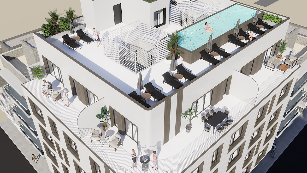 New apartments on the second line from the beach in Torrevieja