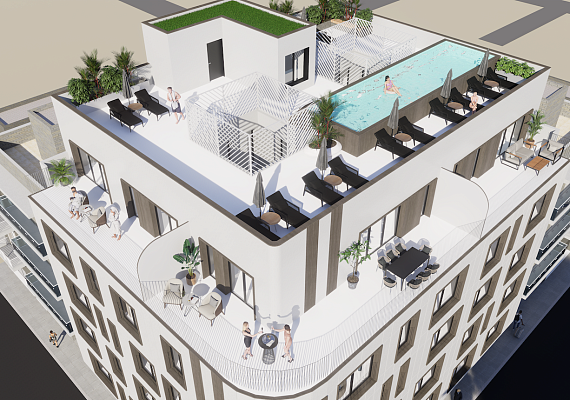 New apartments on the second line from the beach in Torrevieja